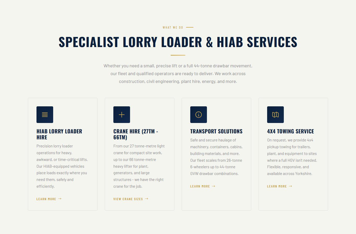 JT Anderson Transport website HIAB and crane hire services