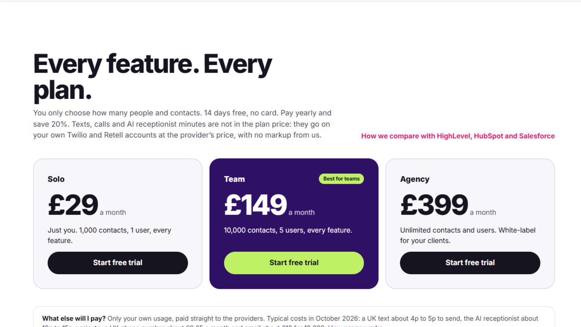 Unavoidable CRM website pricing plans
